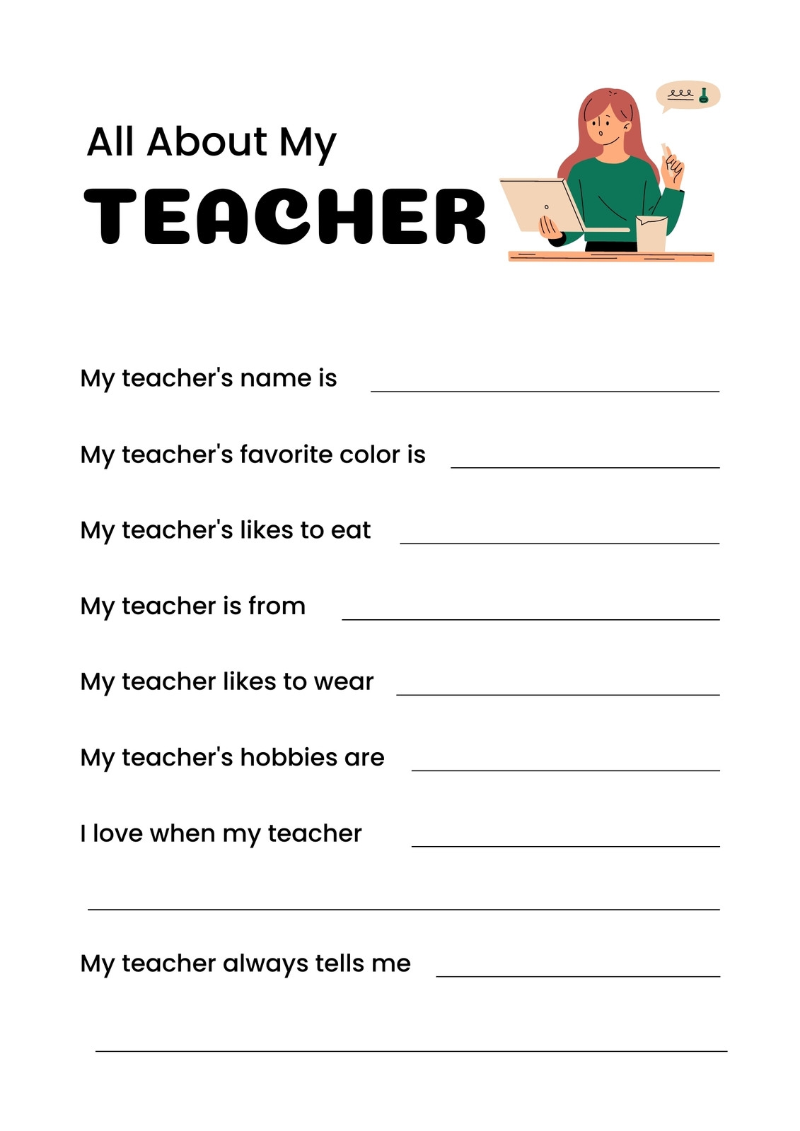 Free Printable Teacher Worksheets Pdf