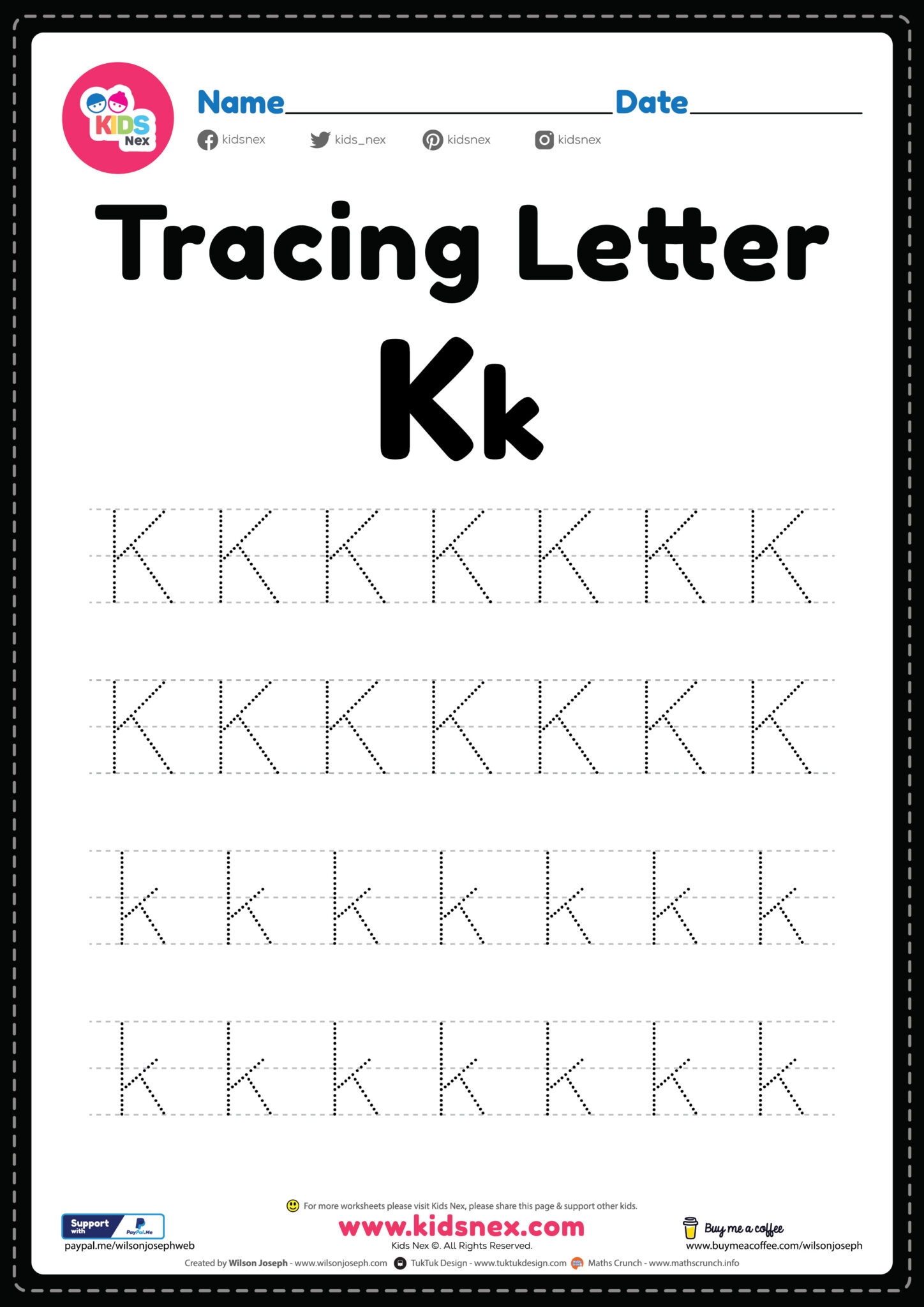 Free Printable Tracing Letter K Alphabet Worksheet Free Printable Tracing Letter K Alphabet Worksheet