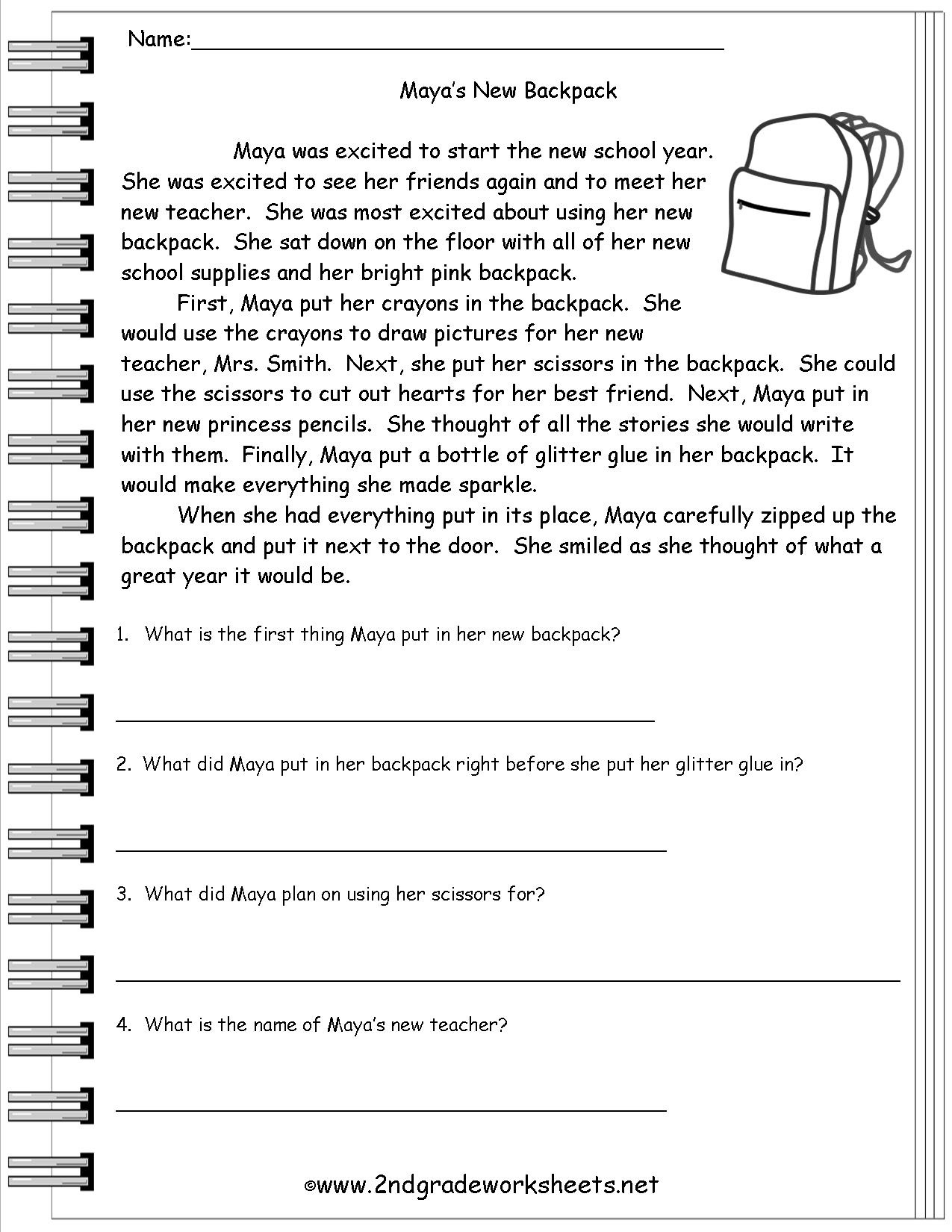 Free Printable Worksheets Reading Comprehension 5Th Grade Free 