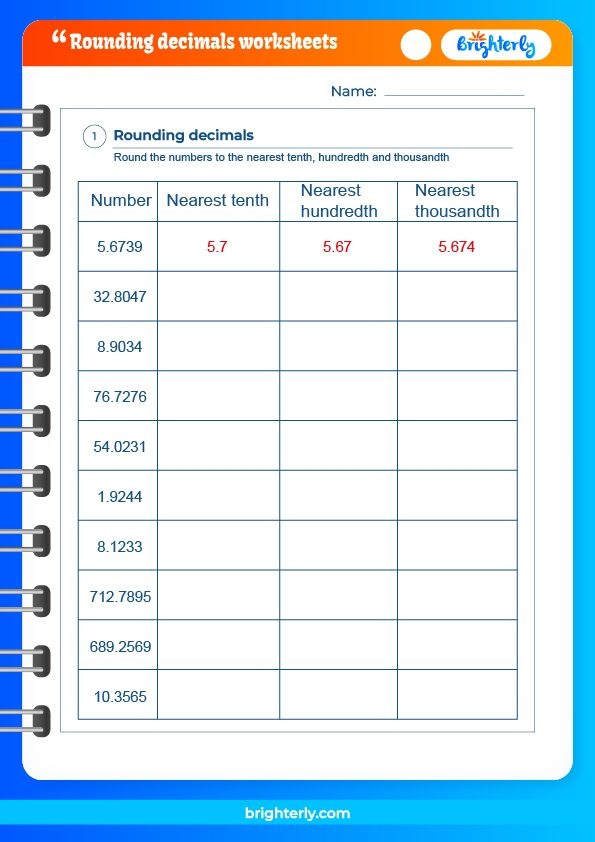 Free Rounding Decimals Worksheets For Kids PDFs Brighterly