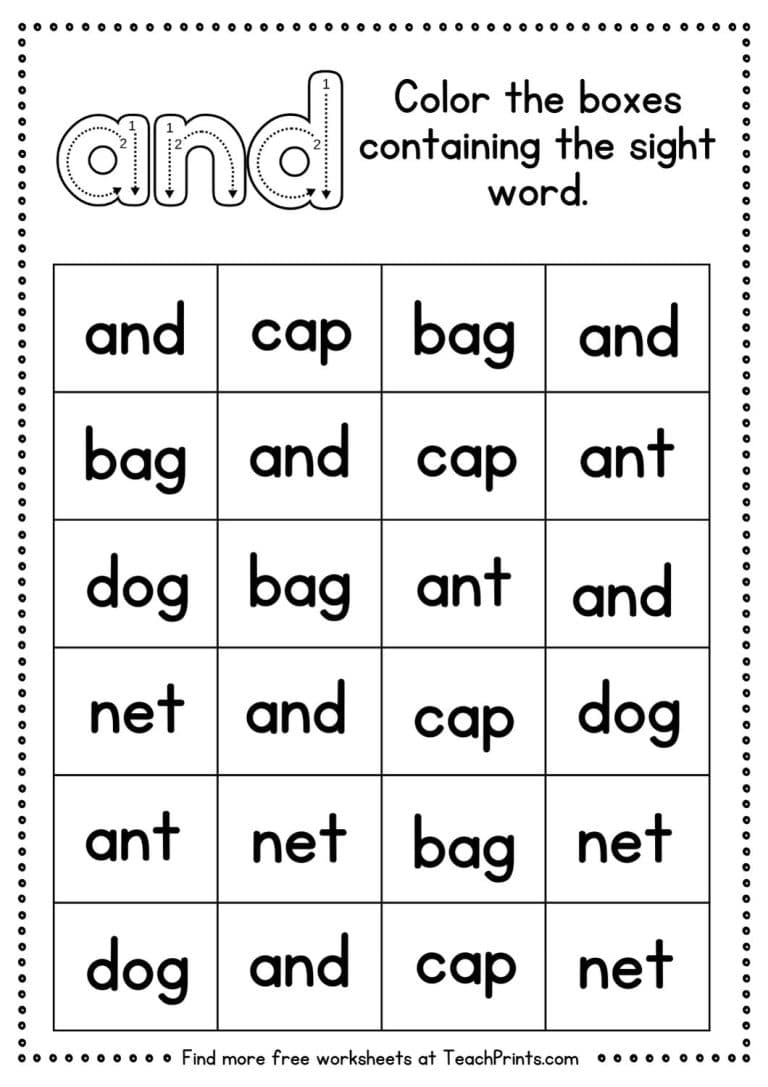 and sight word worksheet