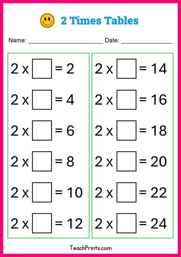 2 times table worksheet 2 times table worksheet