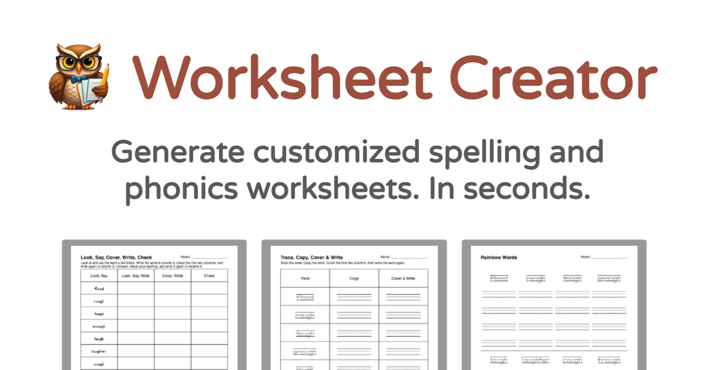 Generate Spelling And Phonics Worksheets In Seconds