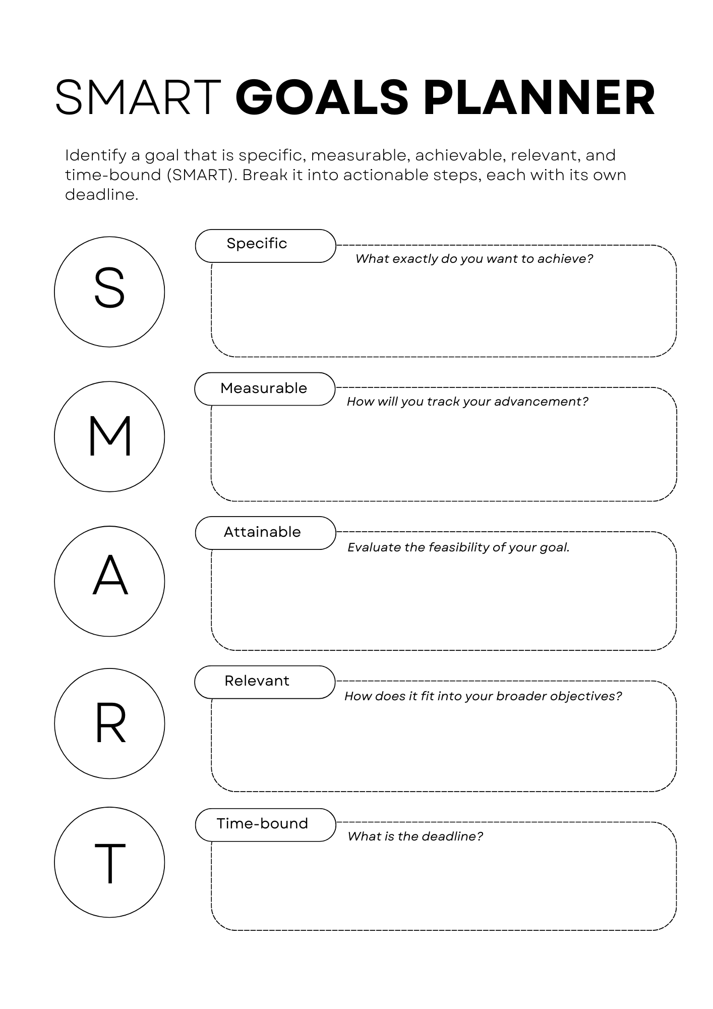smart goals worksheet pdf
