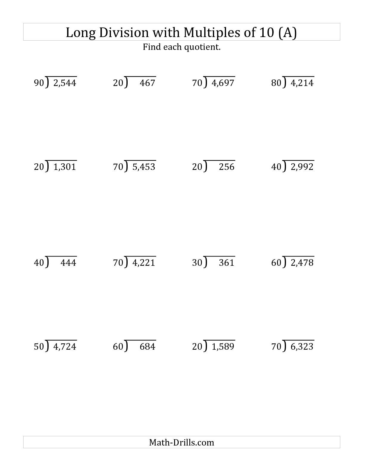 long division worksheets grade 5