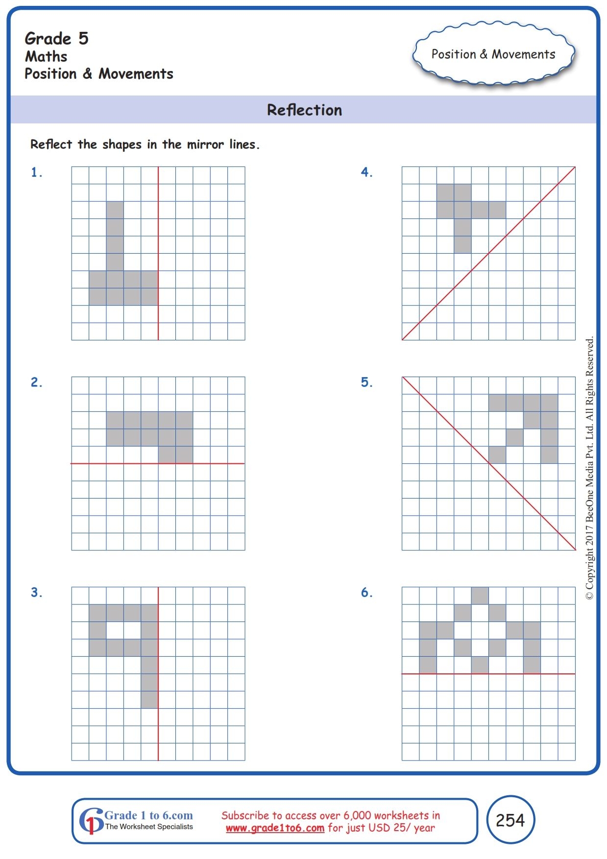 Grade 5 Math Reflection Worksheet Grade 5 Math Reflection Worksheet