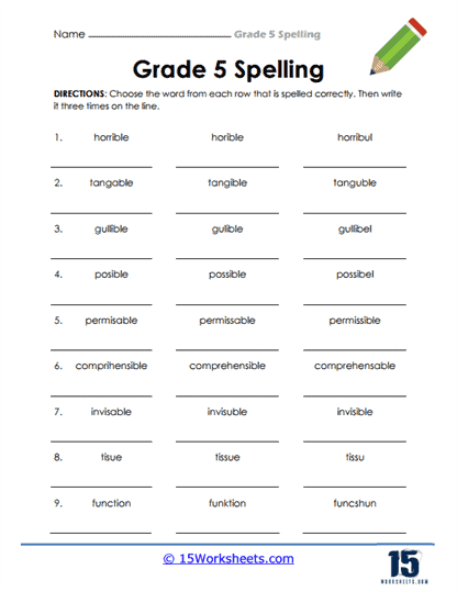 Grammar Spelling Grade 5 English Worksheets EnglishWorksheet