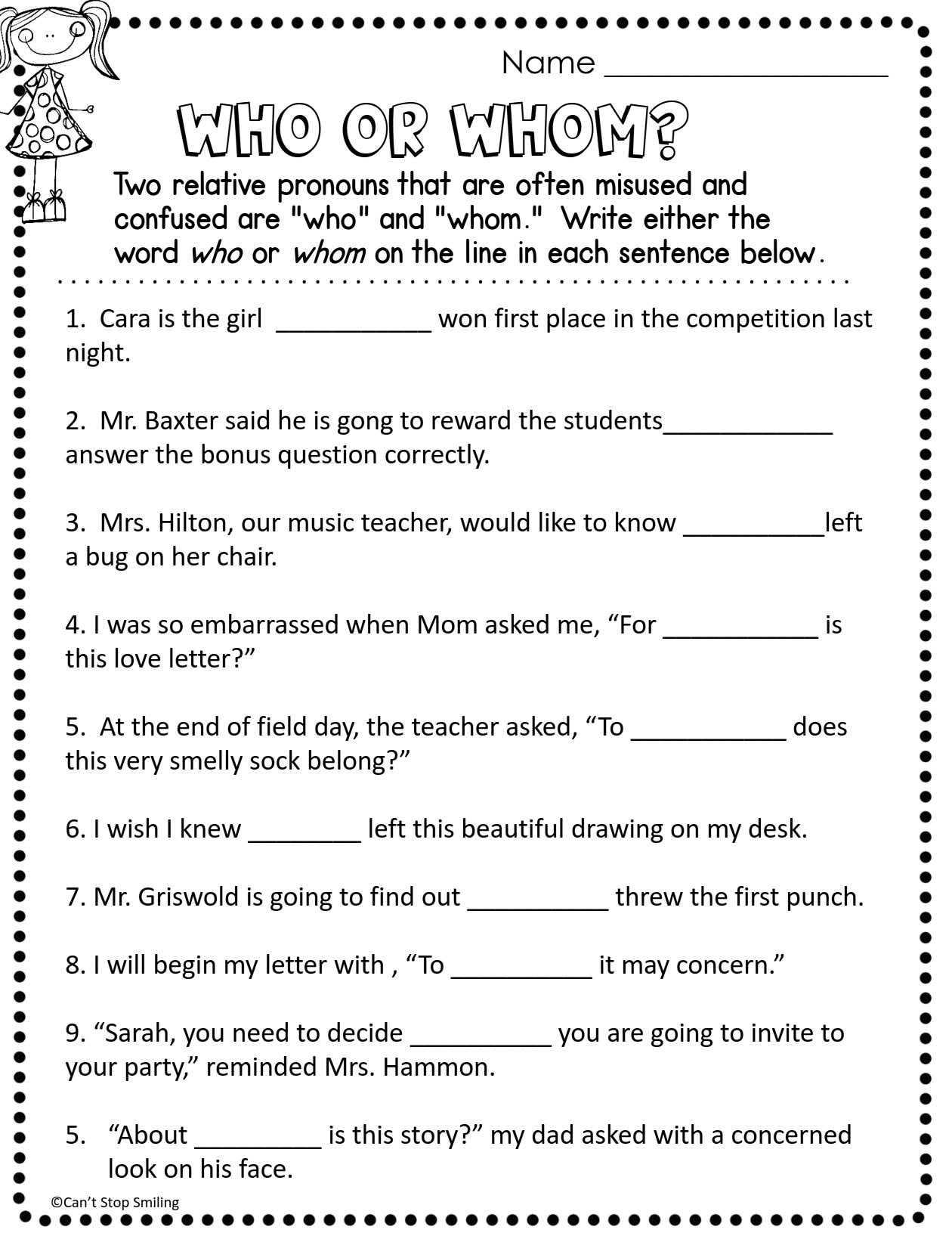 4th grade grammar worksheets
