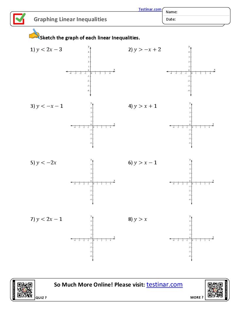 Graphing Linear Inequalities Worksheets Graphing Linear Inequalities Worksheets