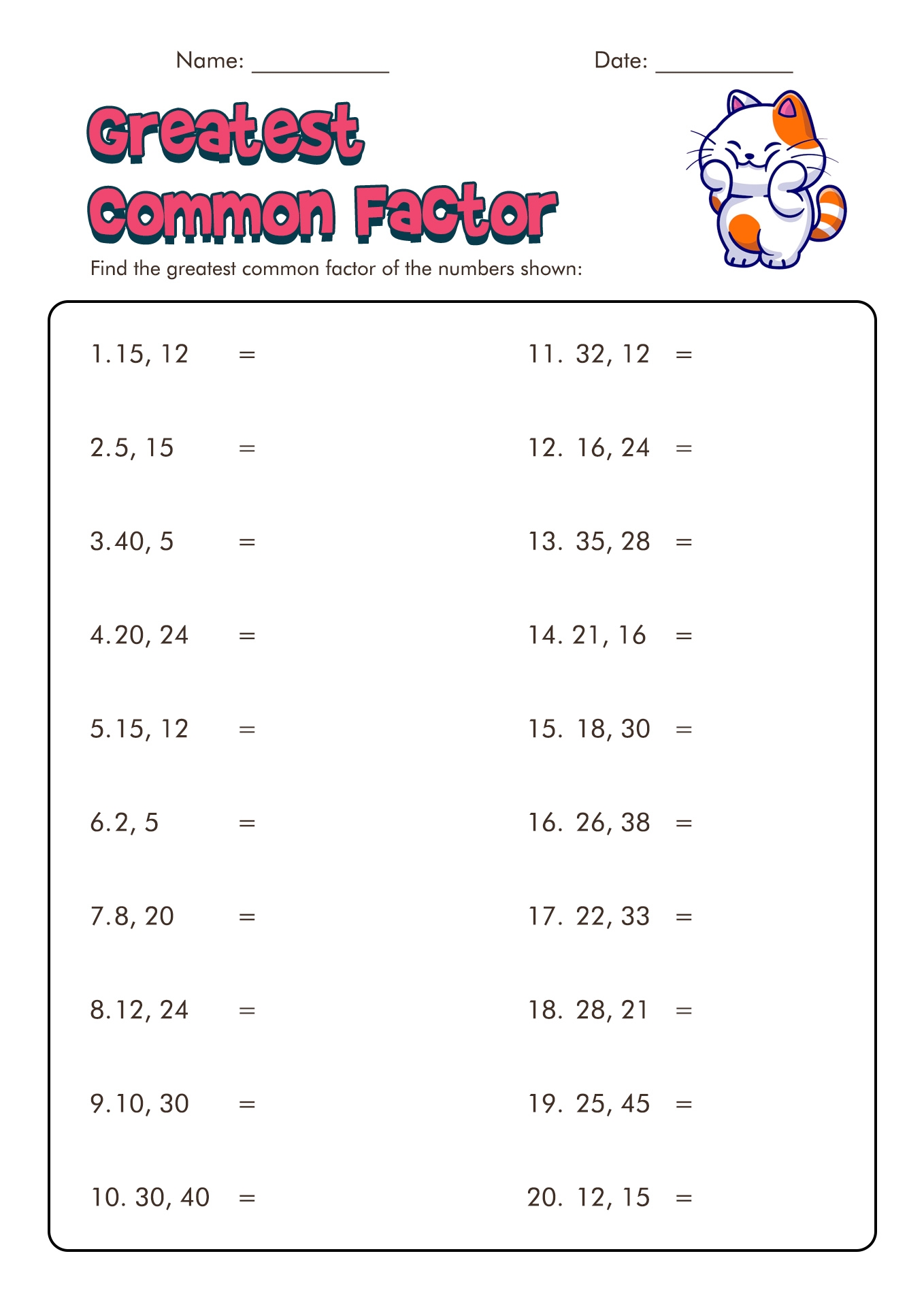 Greatest Common Factor Worksheet Pdf Greatest Common Factor Worksheets Greatest Common Factor Worksheet Pdf Greatest Common Factor Worksheets