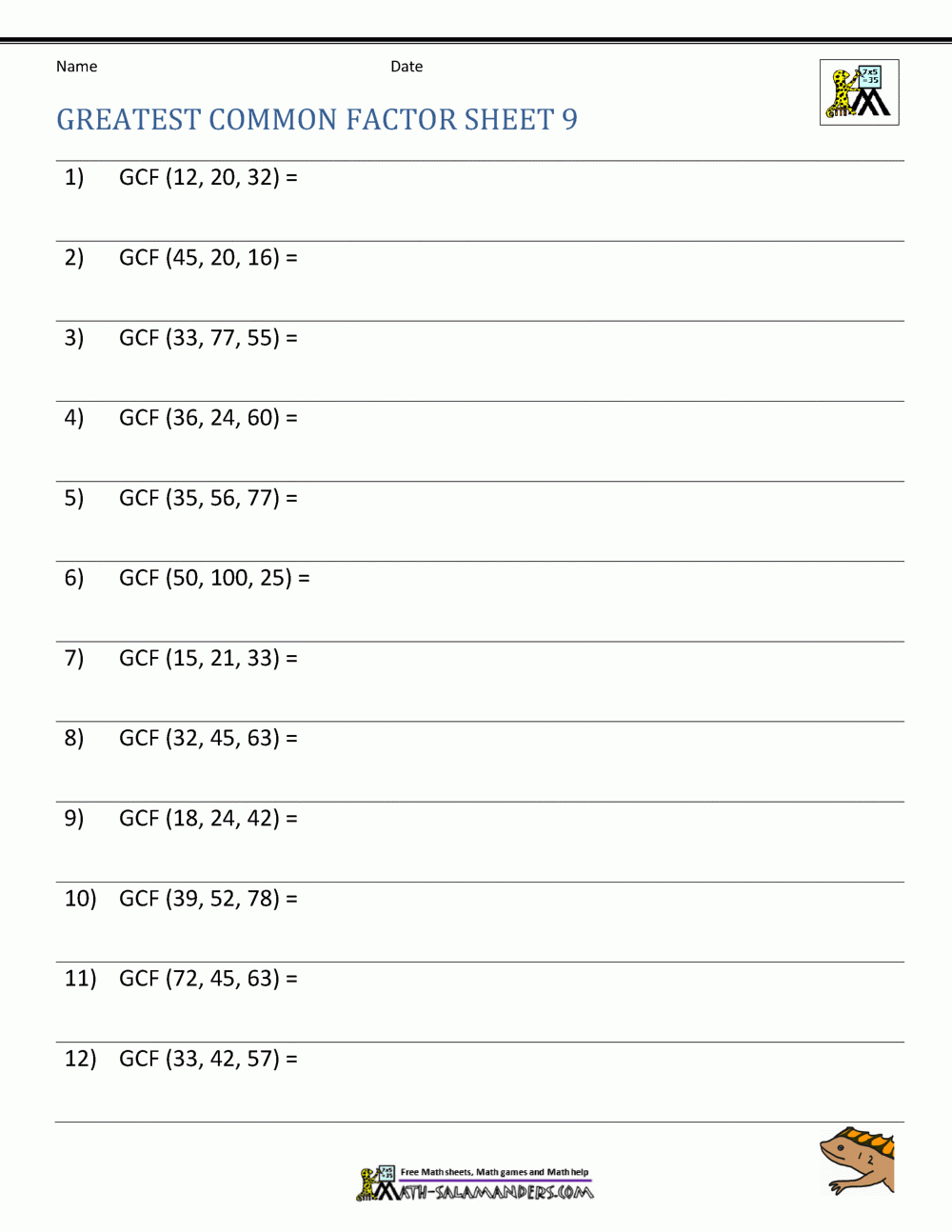 Greatest Common Factor Worksheets Greatest Common Factor Worksheet Greatest Common Factor Worksheets Greatest Common Factor Worksheet