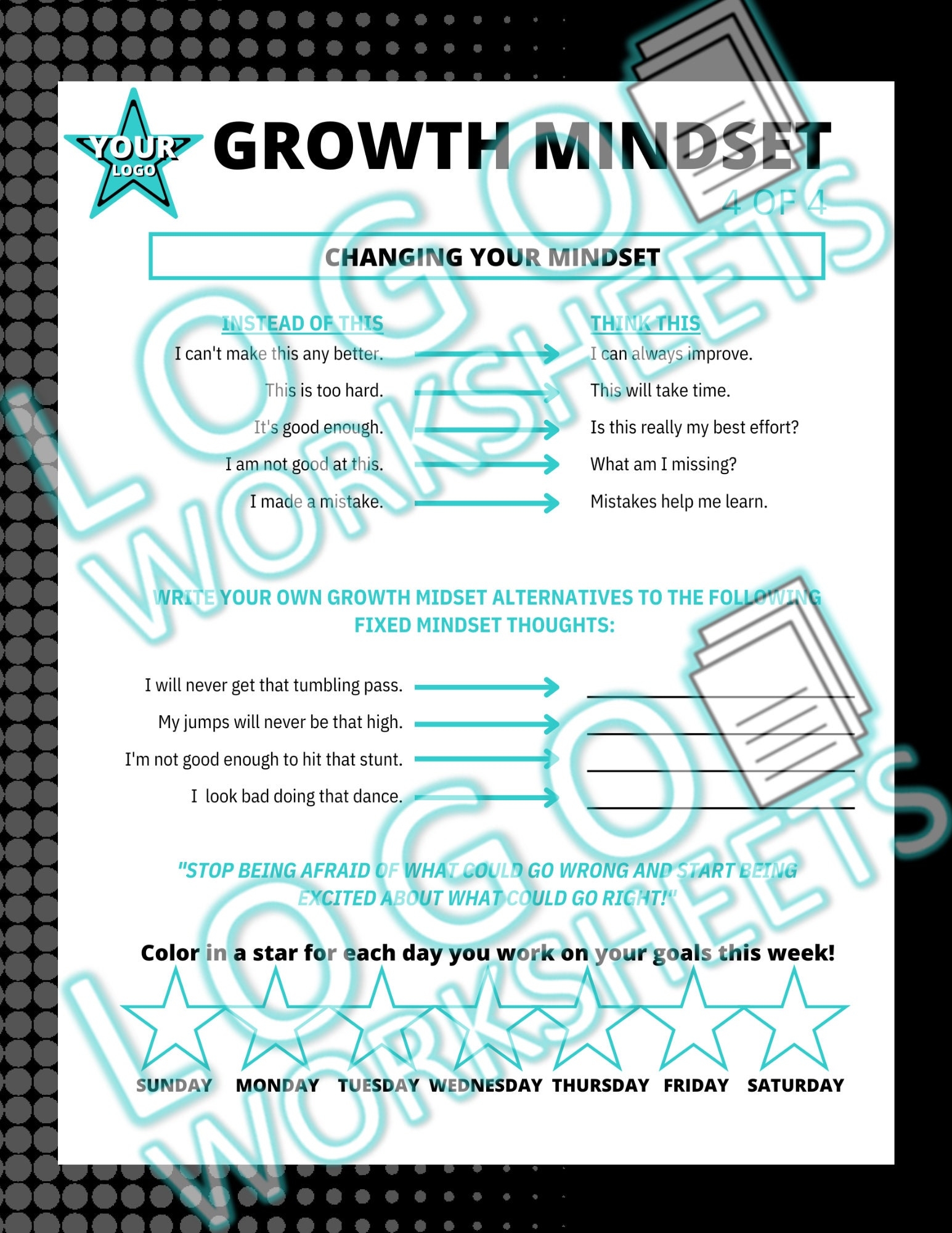 growth mindset worksheets