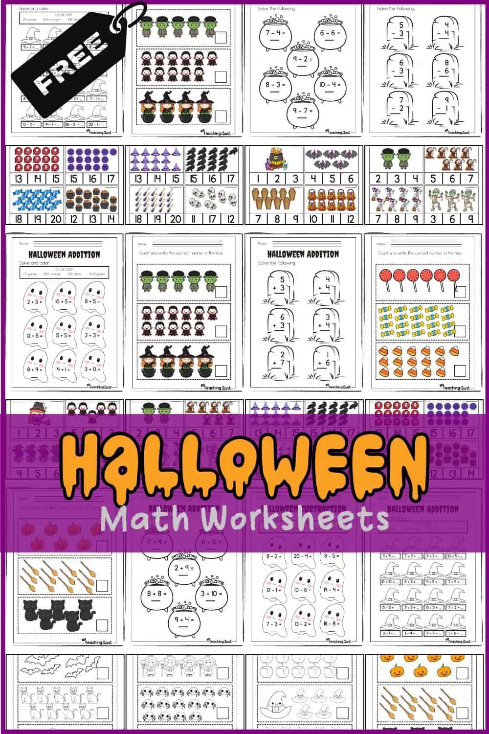 Halloween Math Worksheets The Teaching Aunt