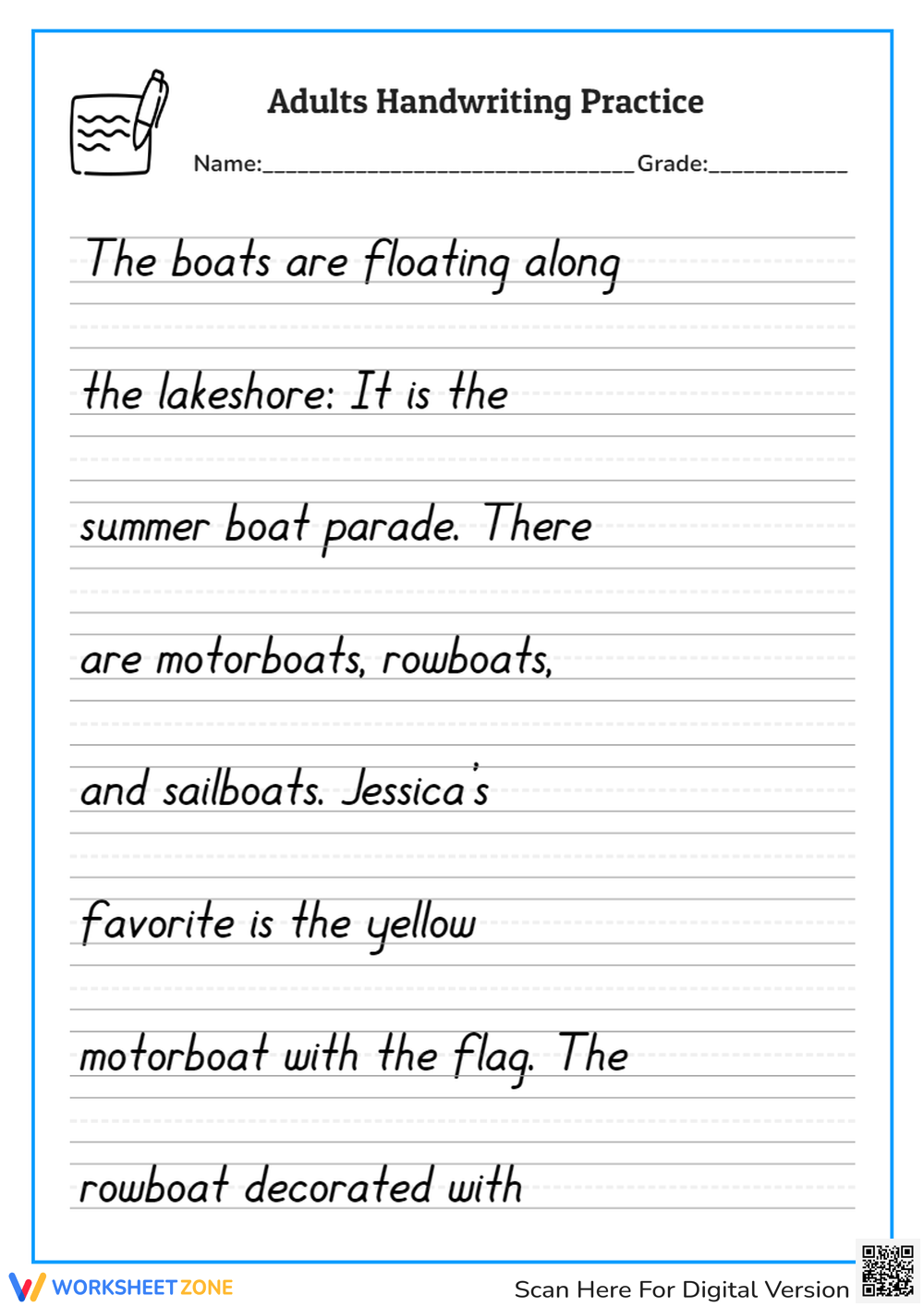 Handwriting Practice Sheets For Adults Writing Cursive Passages Free Handwriting Practice Sheets For Adults Writing Cursive Passages Free