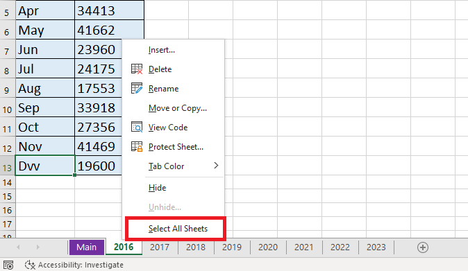 how to group worksheets excel