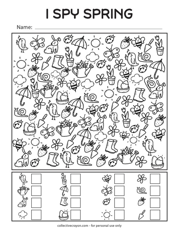 I Spy Worksheet Free I Spy Printable Worksheets