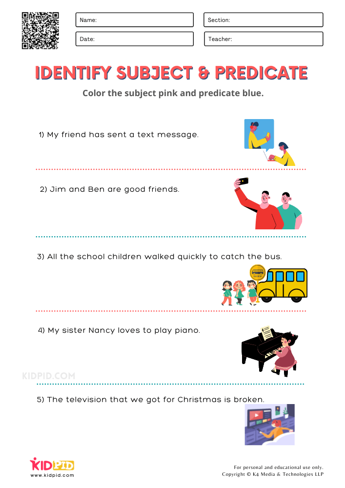 Identify Subject And Predicate Exercises Identify Subject And Predicate Exercises