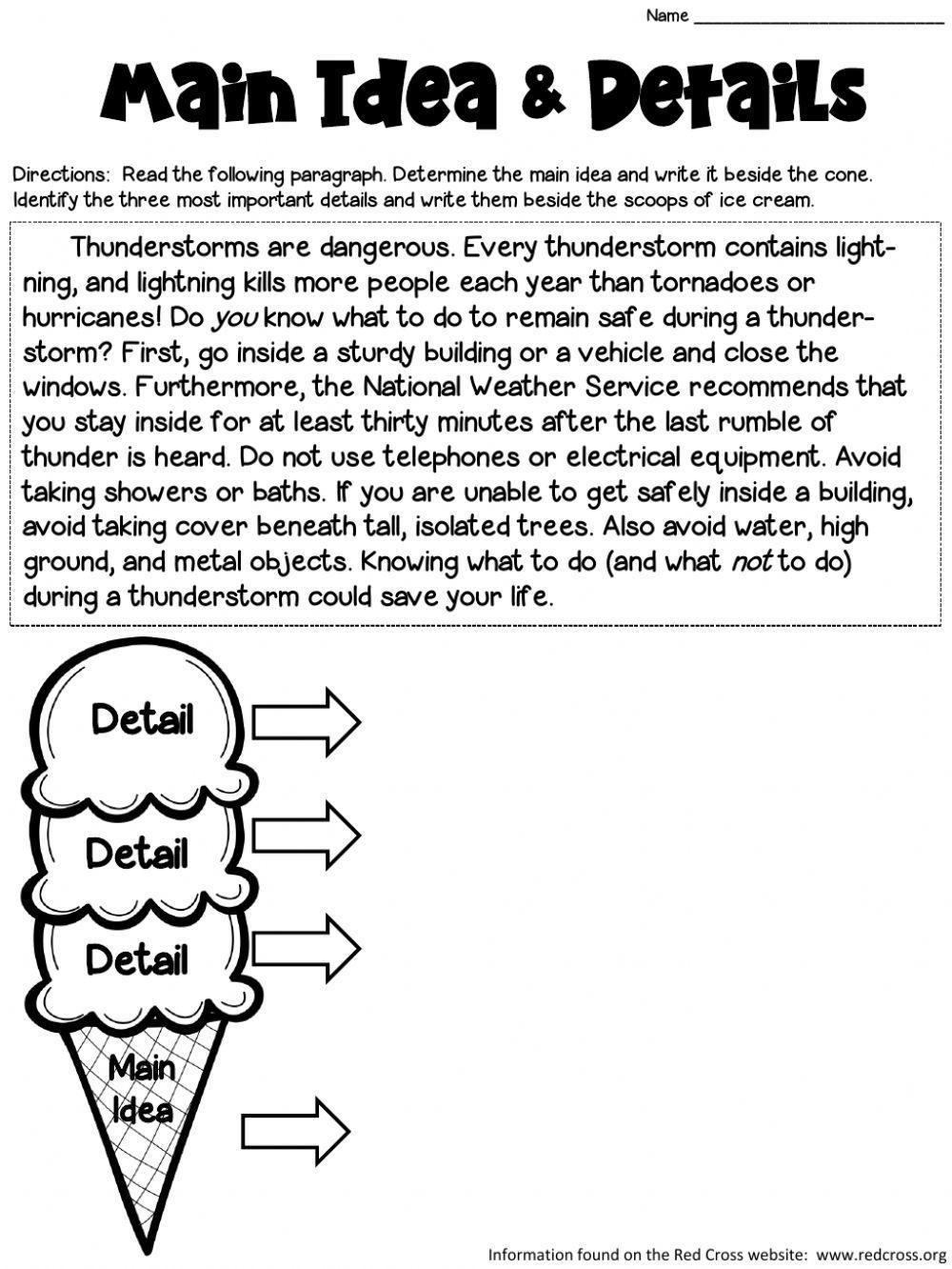 Identifying Main Idea And Details Worksheet Worksheets Library