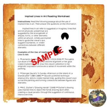 Implied Lines In Art Reading Worksheet Editable By Rods Social Studies