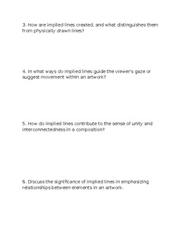 Implied Lines In Art Reading Worksheet Editable By Rods Social Studies