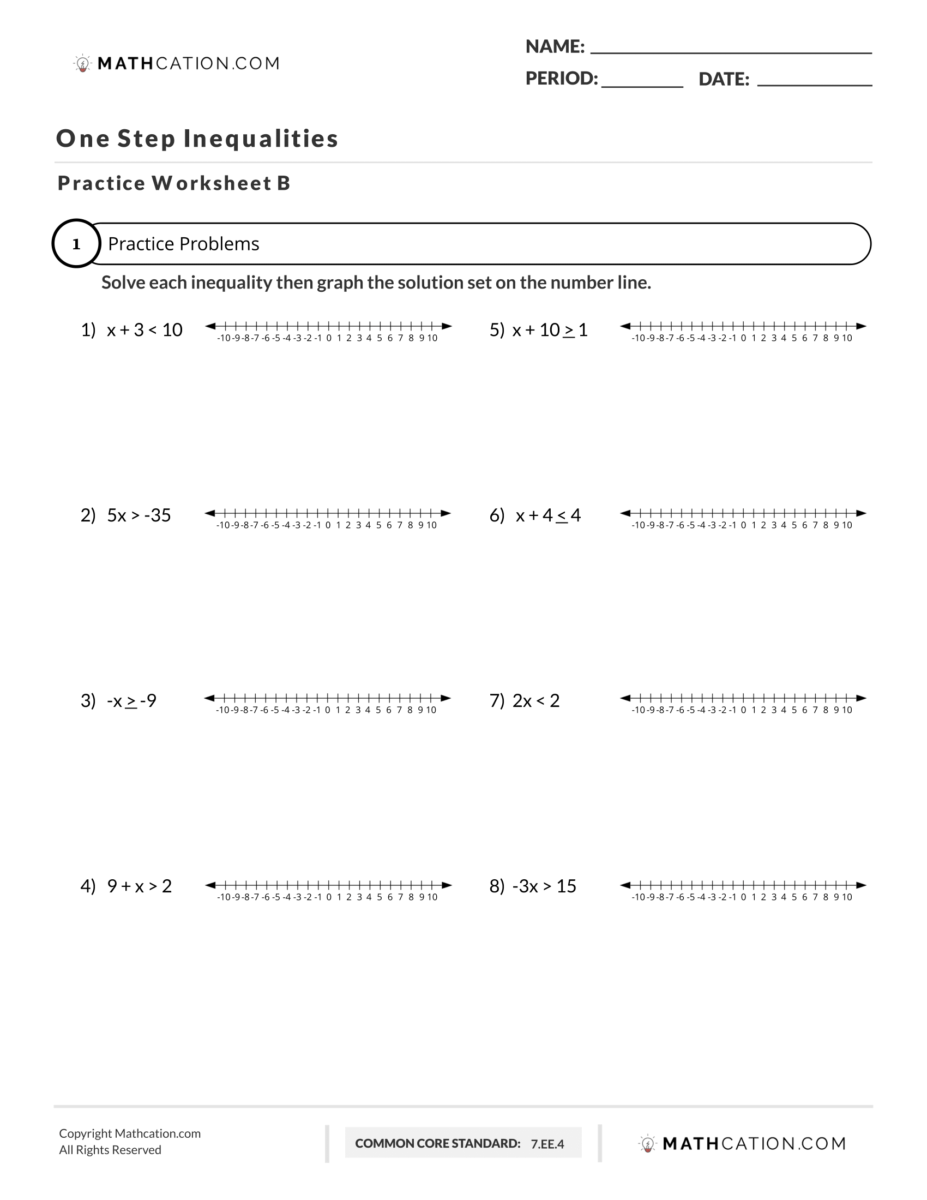 Inequality Worksheets Inequality Worksheets