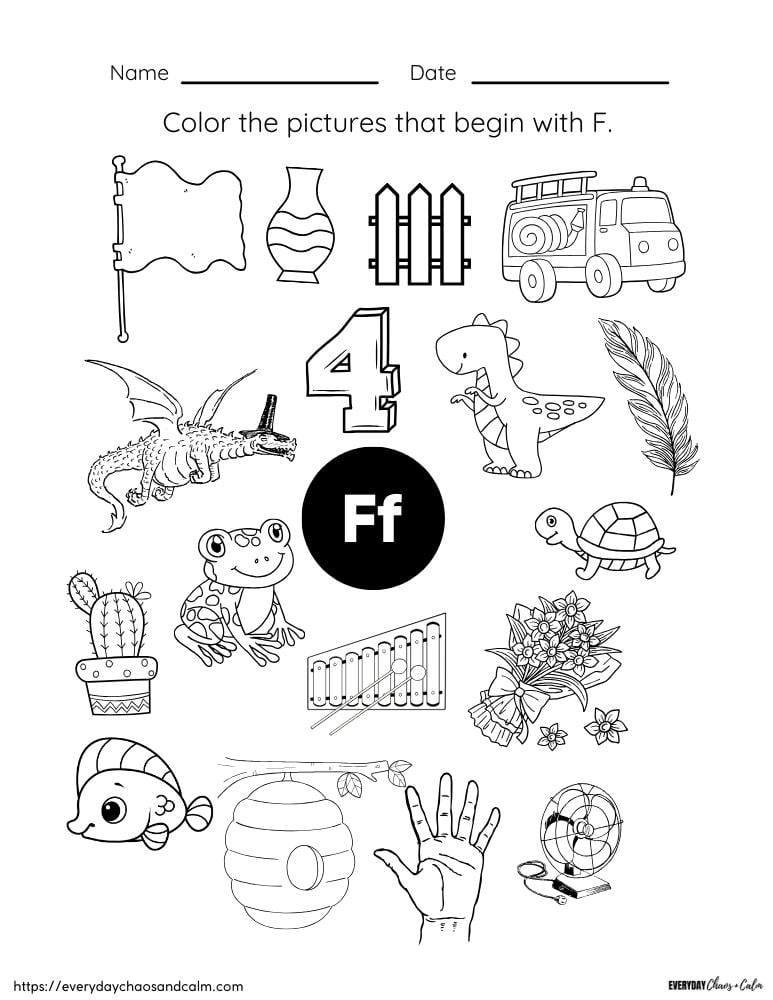 Initial F Worksheets Finding And Connecting Letters Letter F