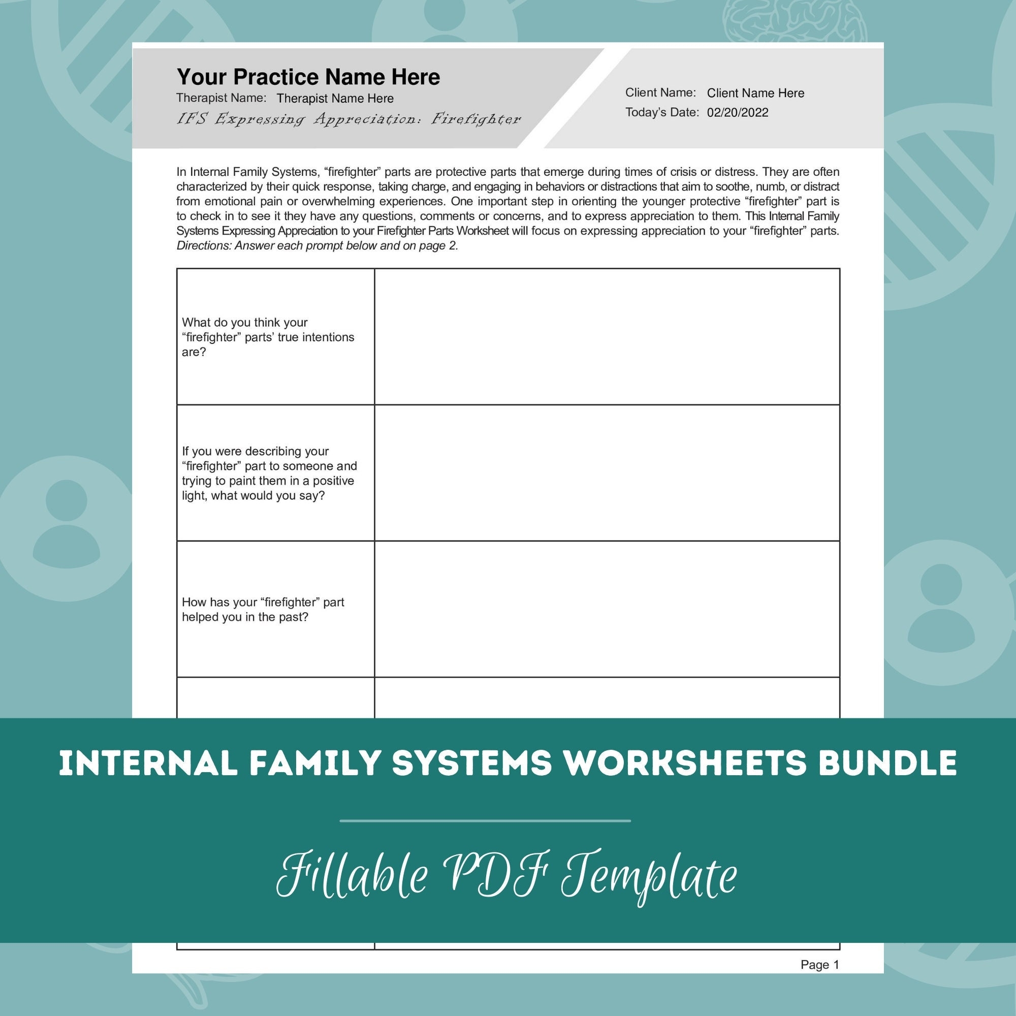 Internal Family Systems Worksheets Bundle 13 Fillable printable PDF 