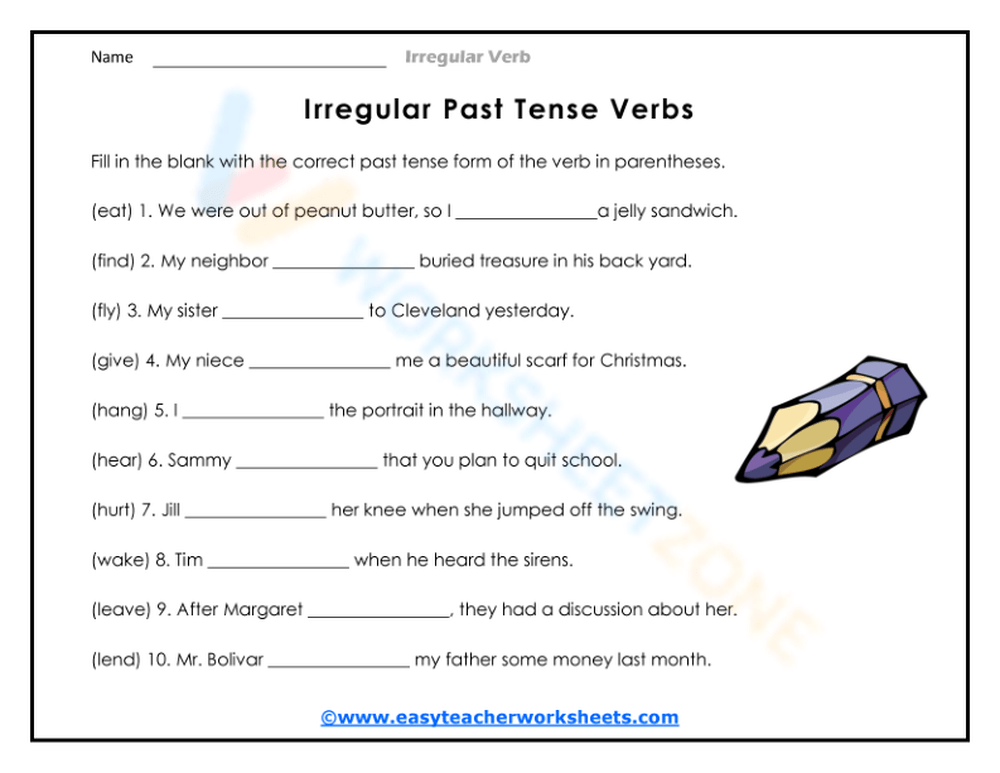 Irregular Past Tense Verbs Worksheet Worksheets Library