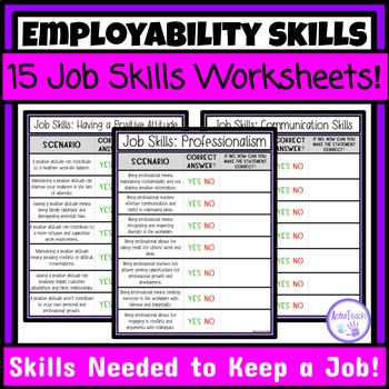 Job Skills Scenario Worksheets Packet Vocational Workplace Scenarios