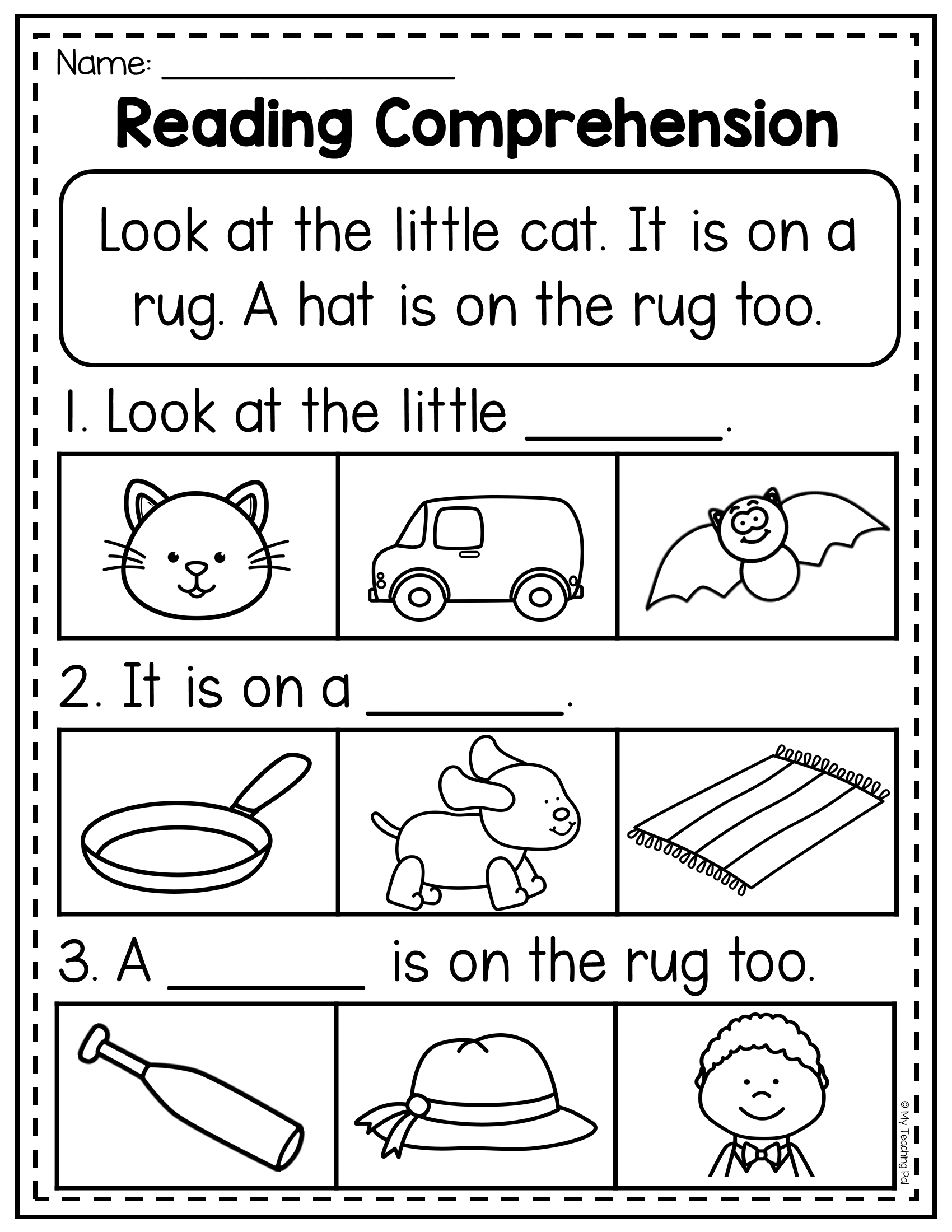 Kindergarten Comprehension Worksheets Printable Word Searches