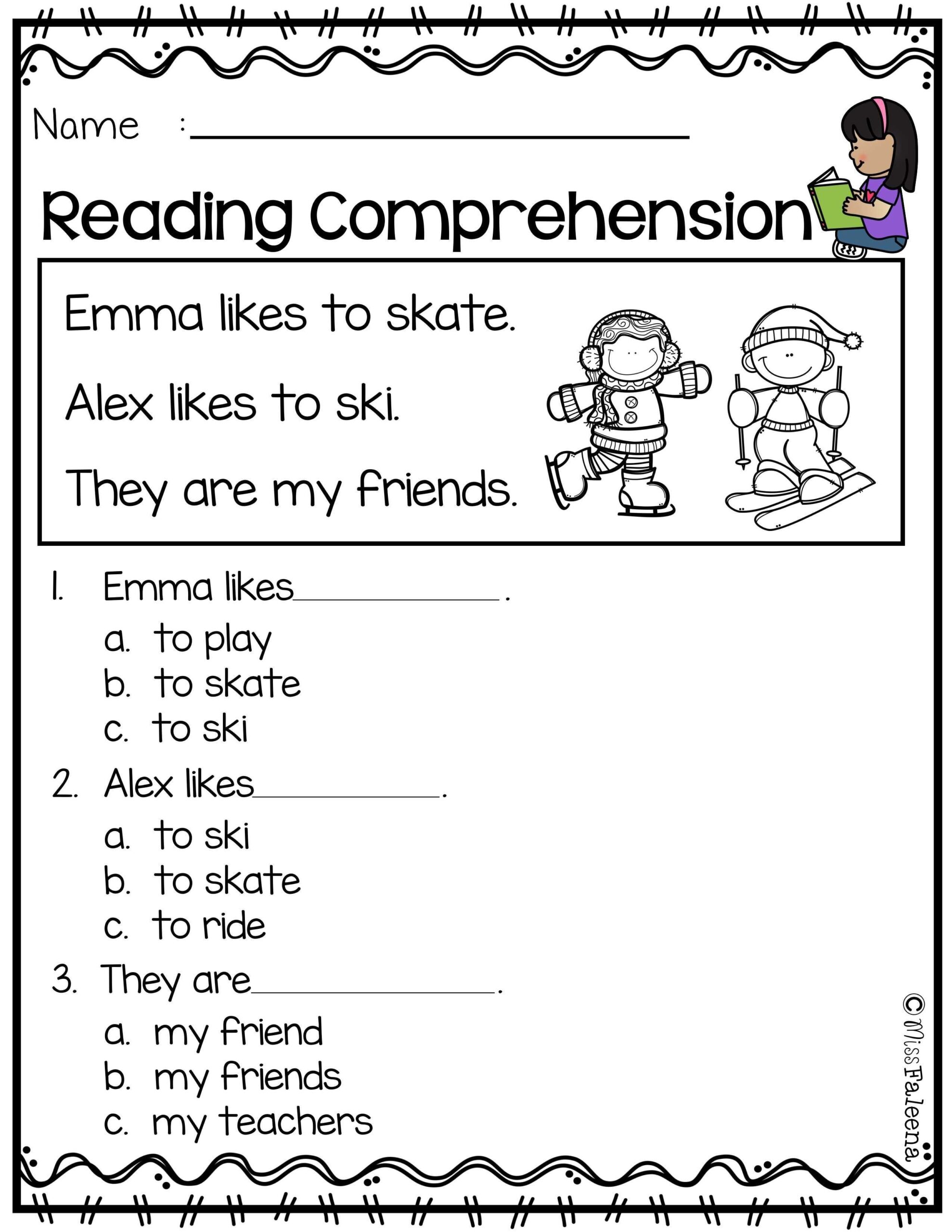kindergarten reading comprehension worksheets