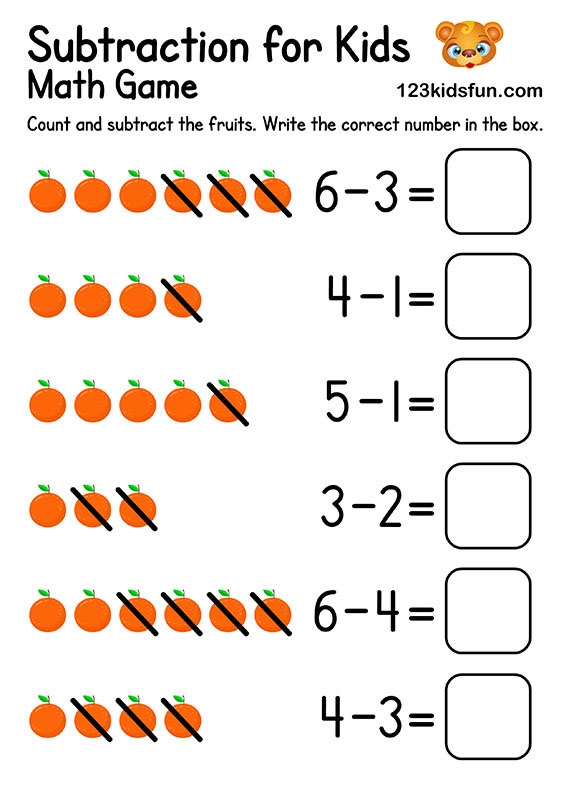 kindergarten subtraction worksheets