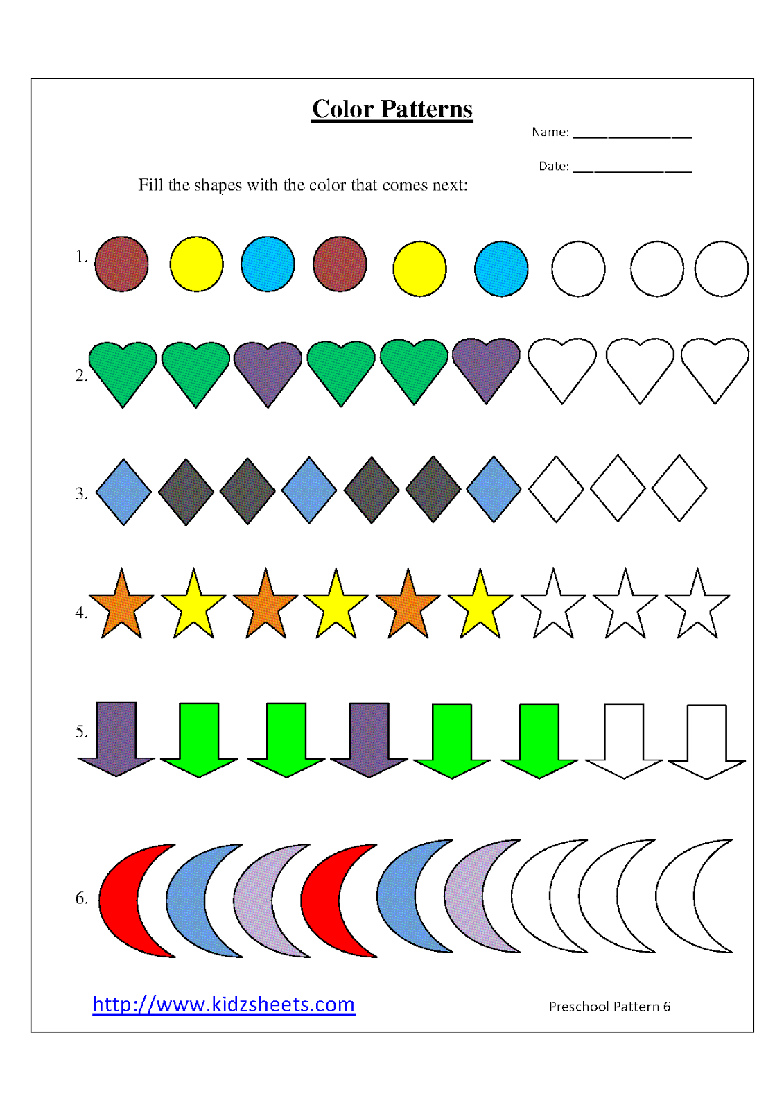 Kindergarten Patterns Worksheets Princess Patterns Worksheet