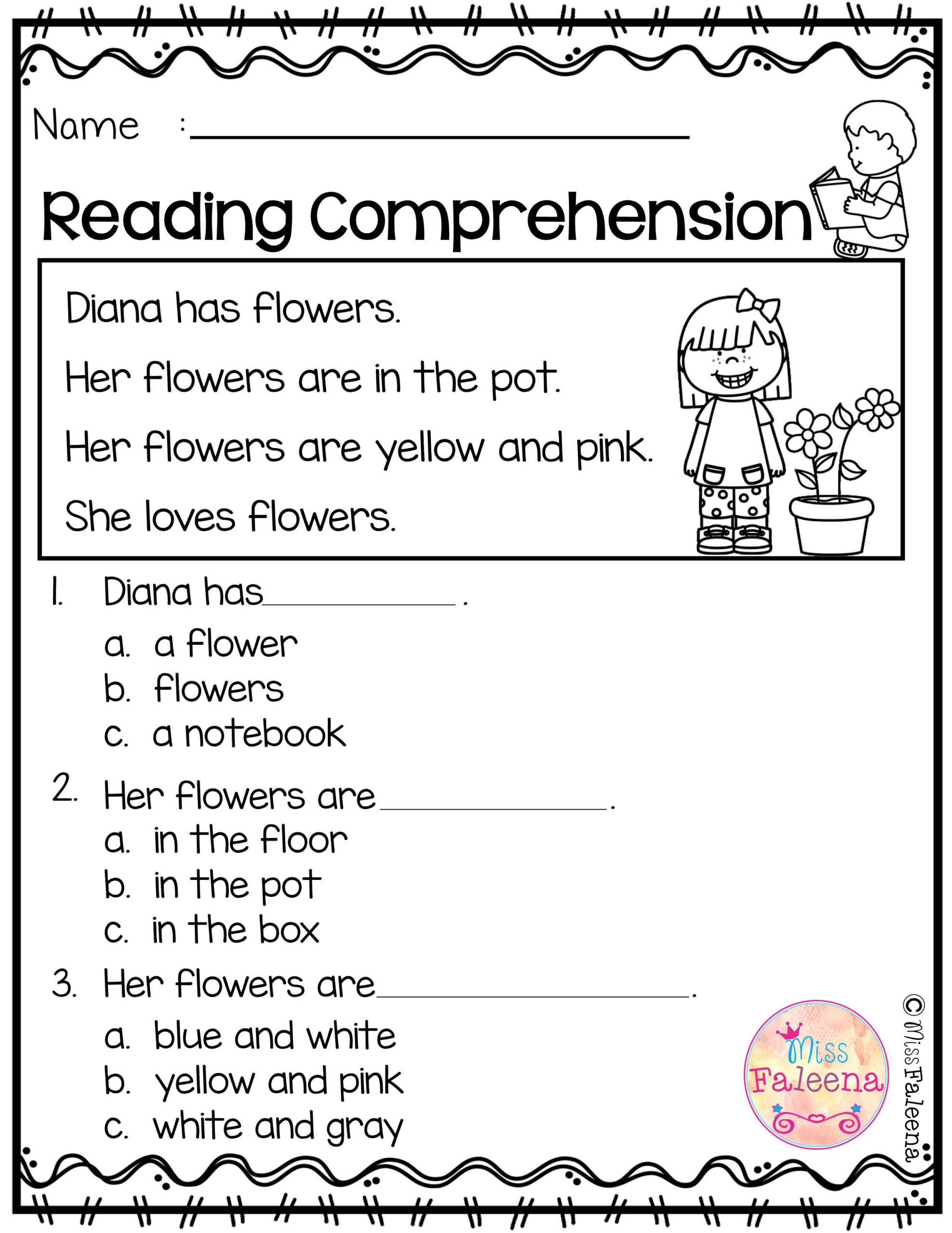 kindergarten comprehension worksheets