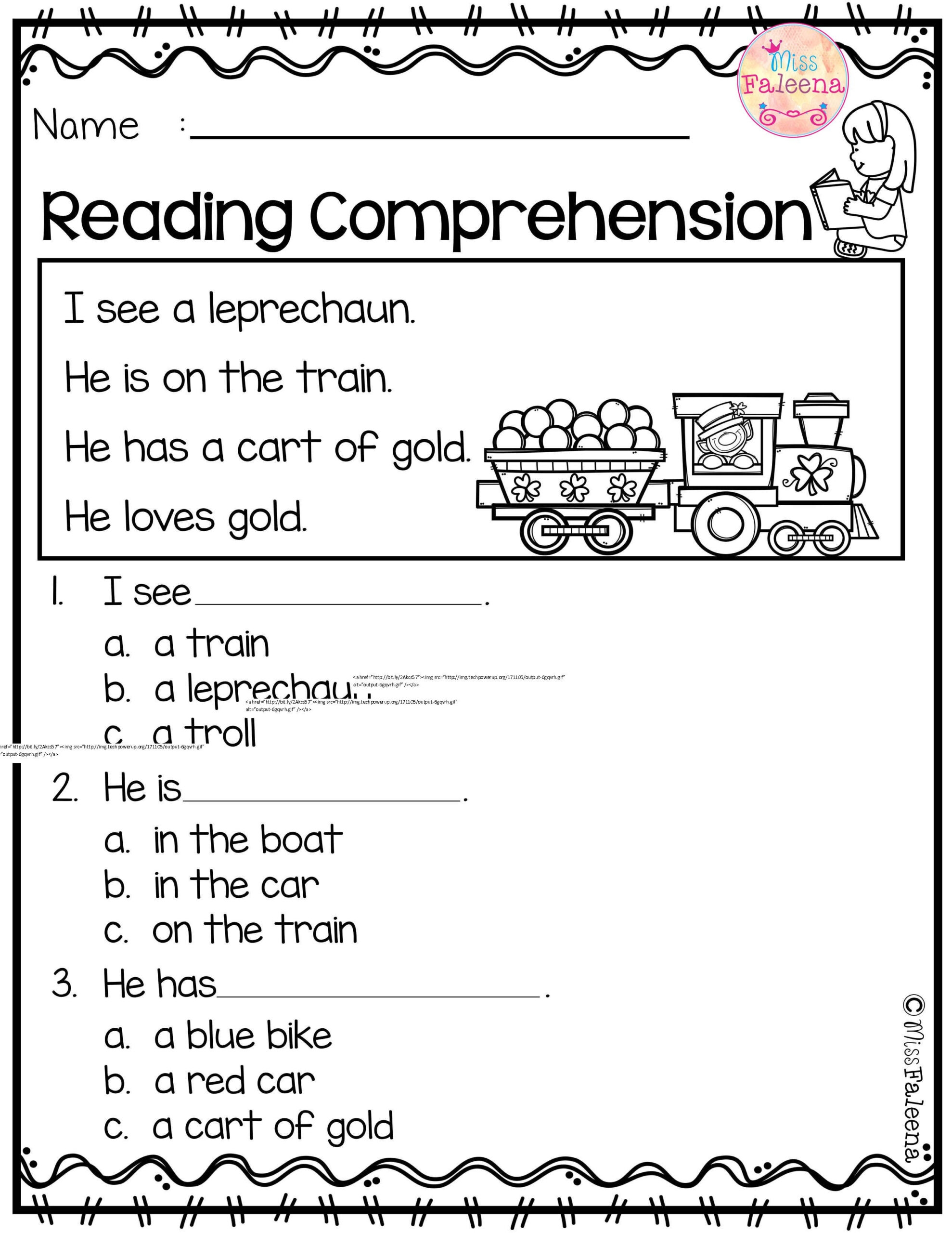 Kindergarten Reading Worksheets Printable Reading Comprehension 