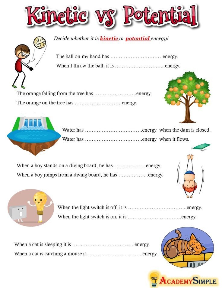 potential and kinetic energy worksheet
