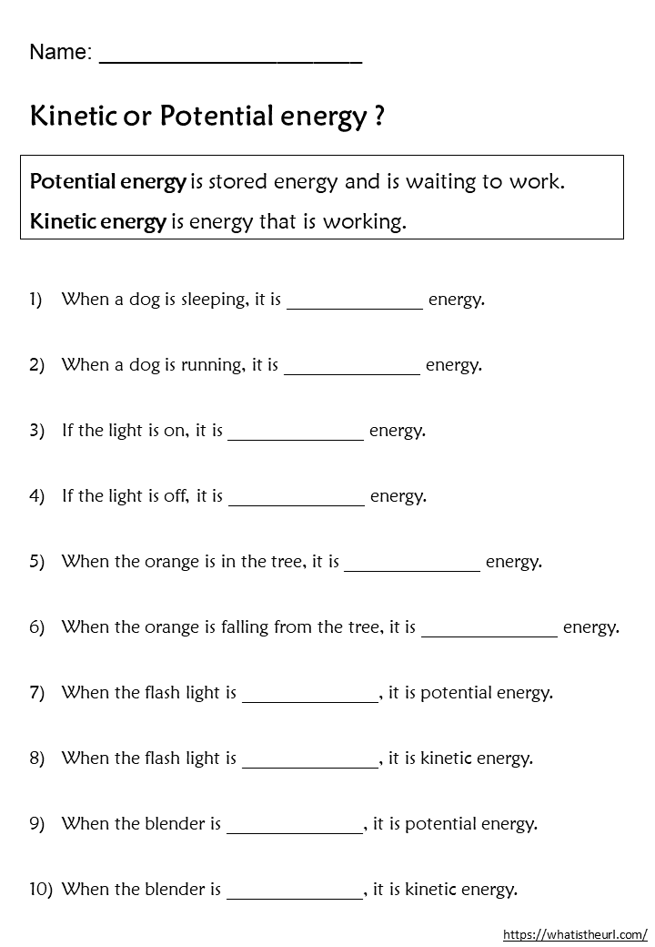 kinetic and potential energy worksheet kinetic and potential energy worksheet