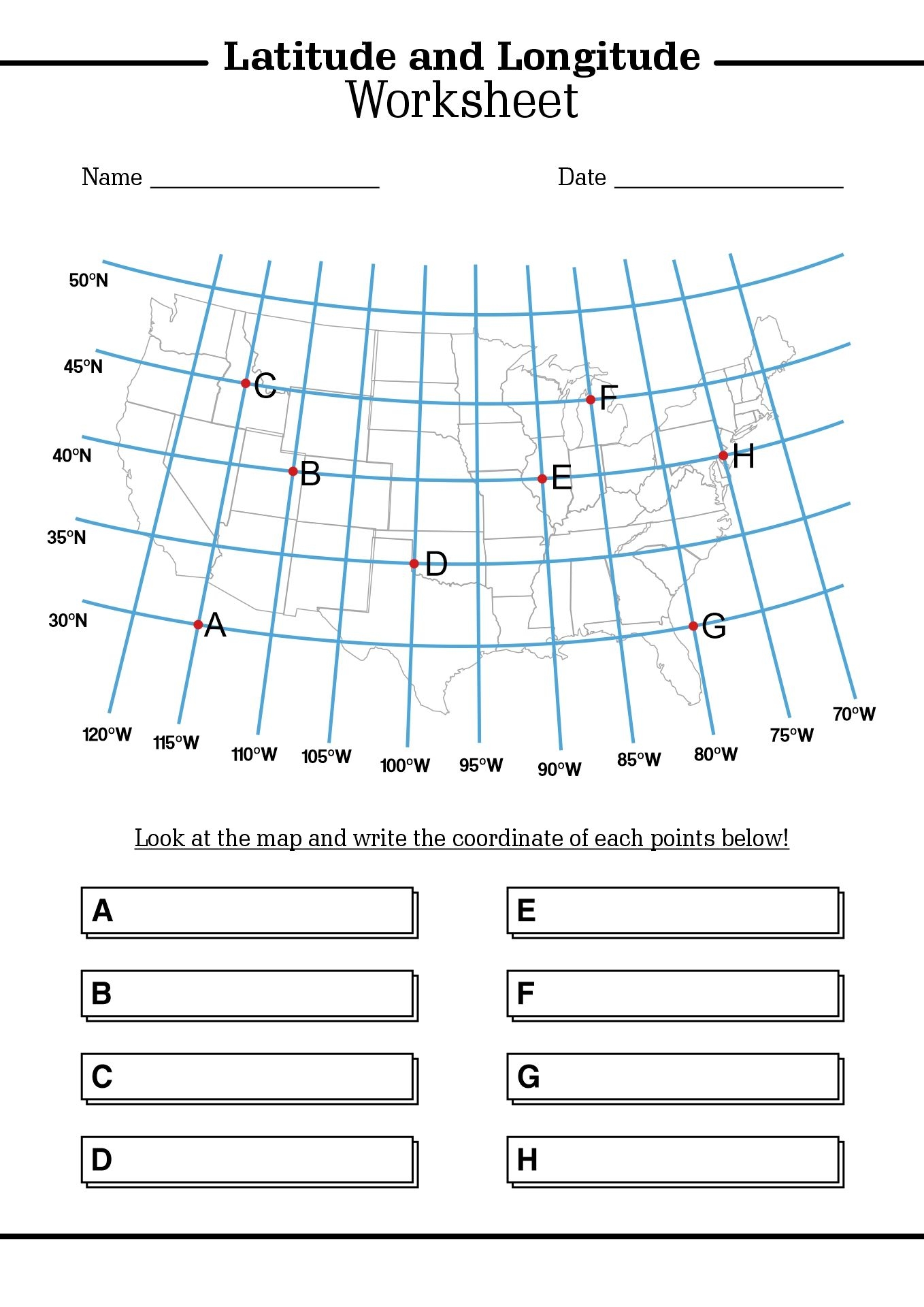 latitude and longitude practice worksheets