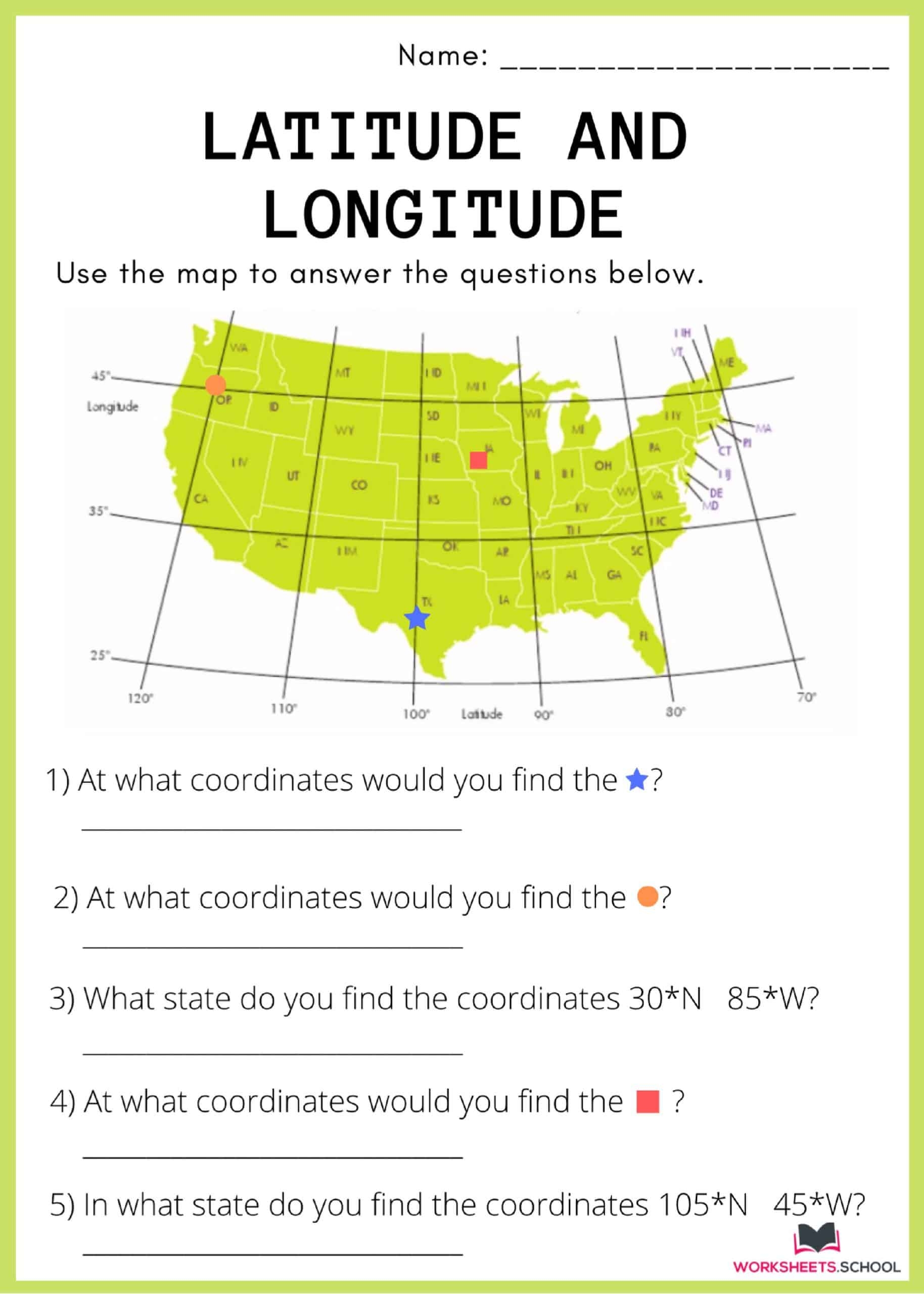 Latitude And Longitude Worksheets