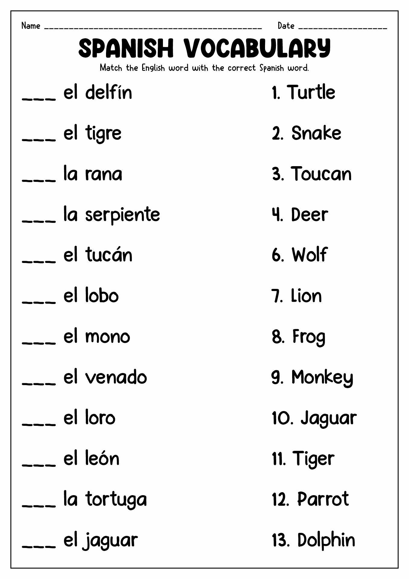 spanish worksheets for kids