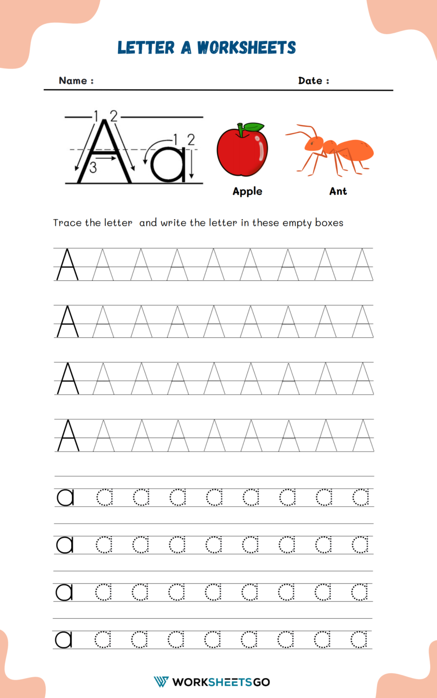 Letter A Worksheets WorksheetsGO Letter A Worksheets WorksheetsGO