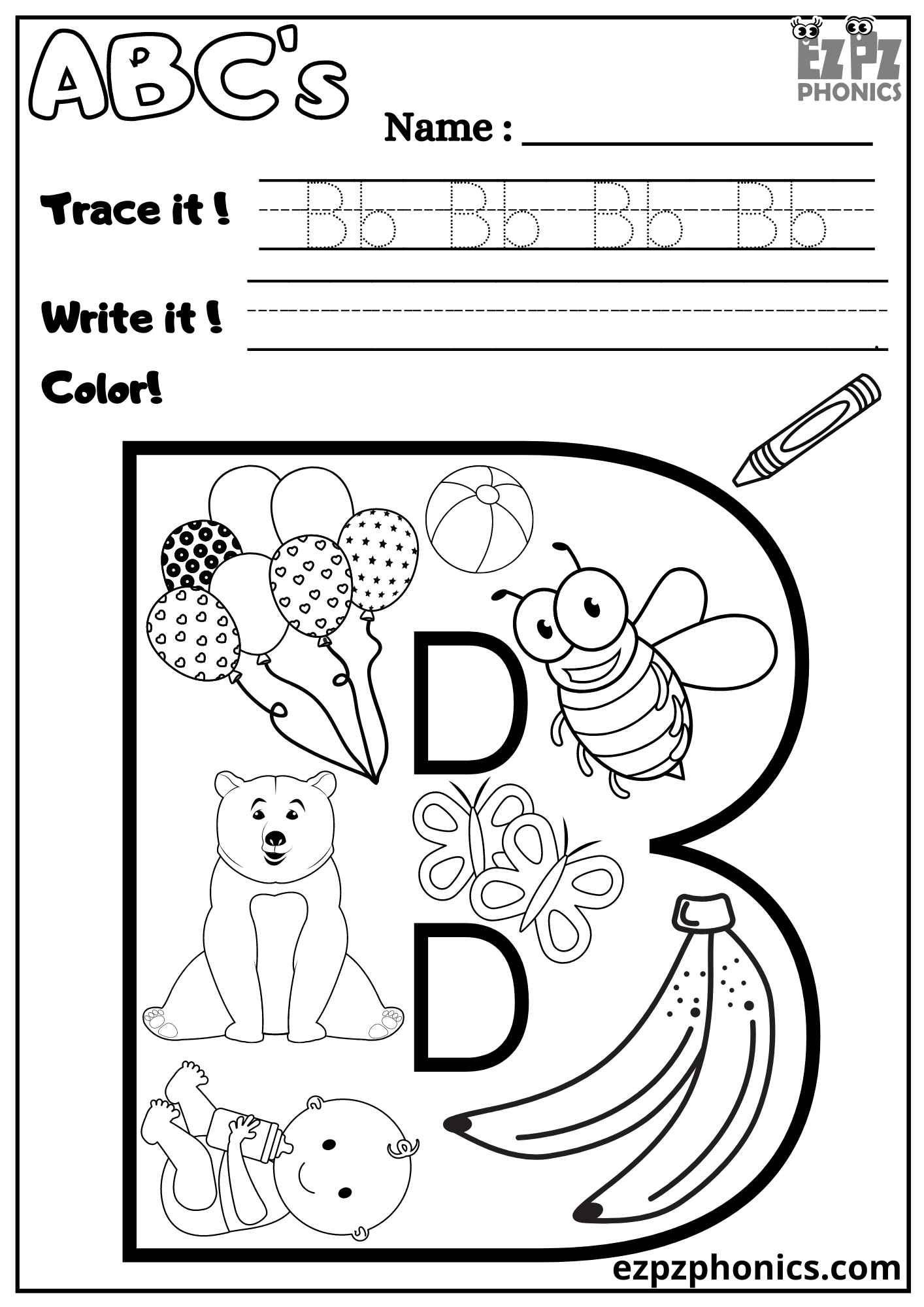 Letter B Preschool Coloring Pages 2025 