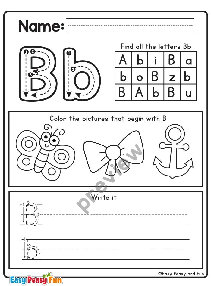 letter b preschool worksheets