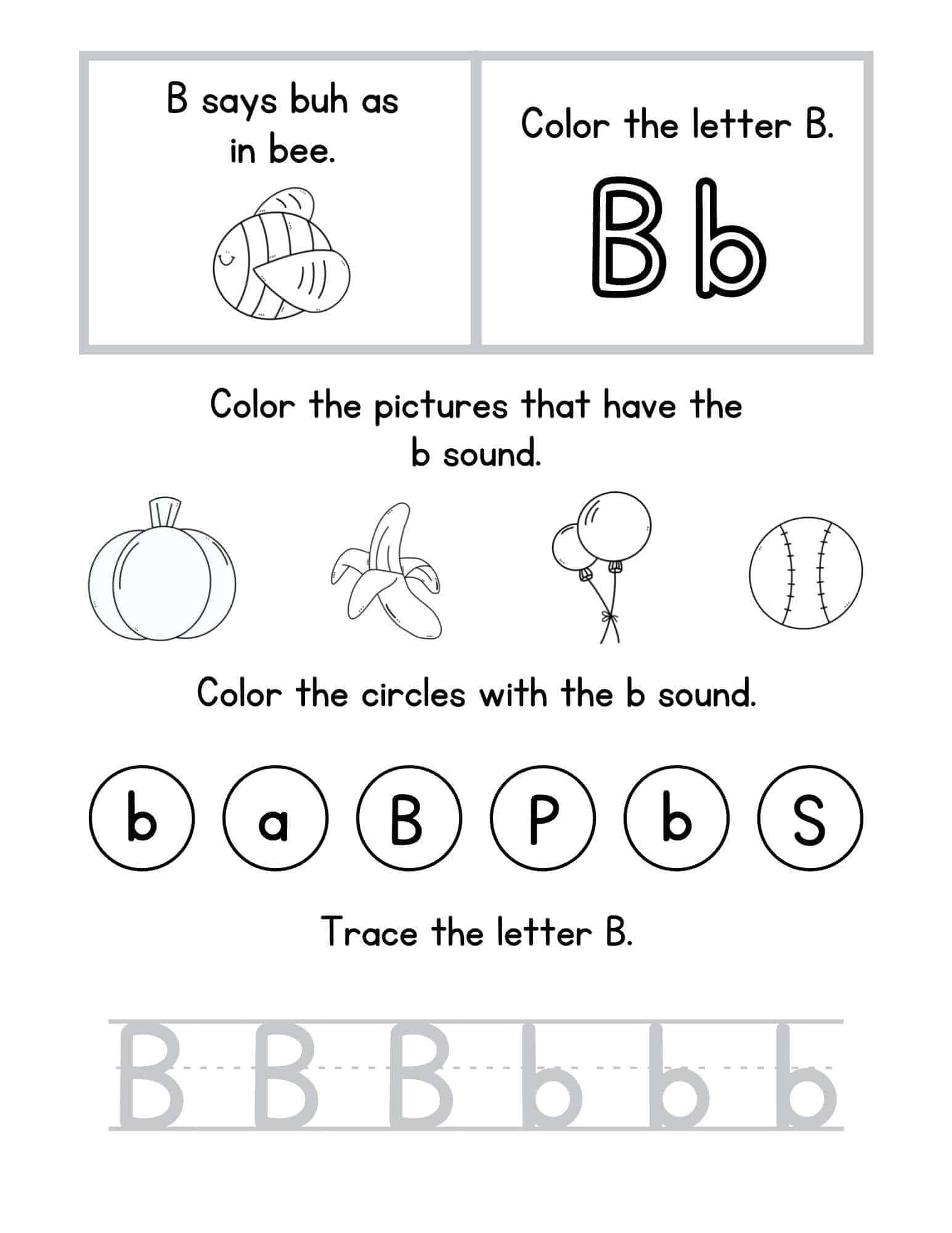 Letter B Worksheets For Preschool