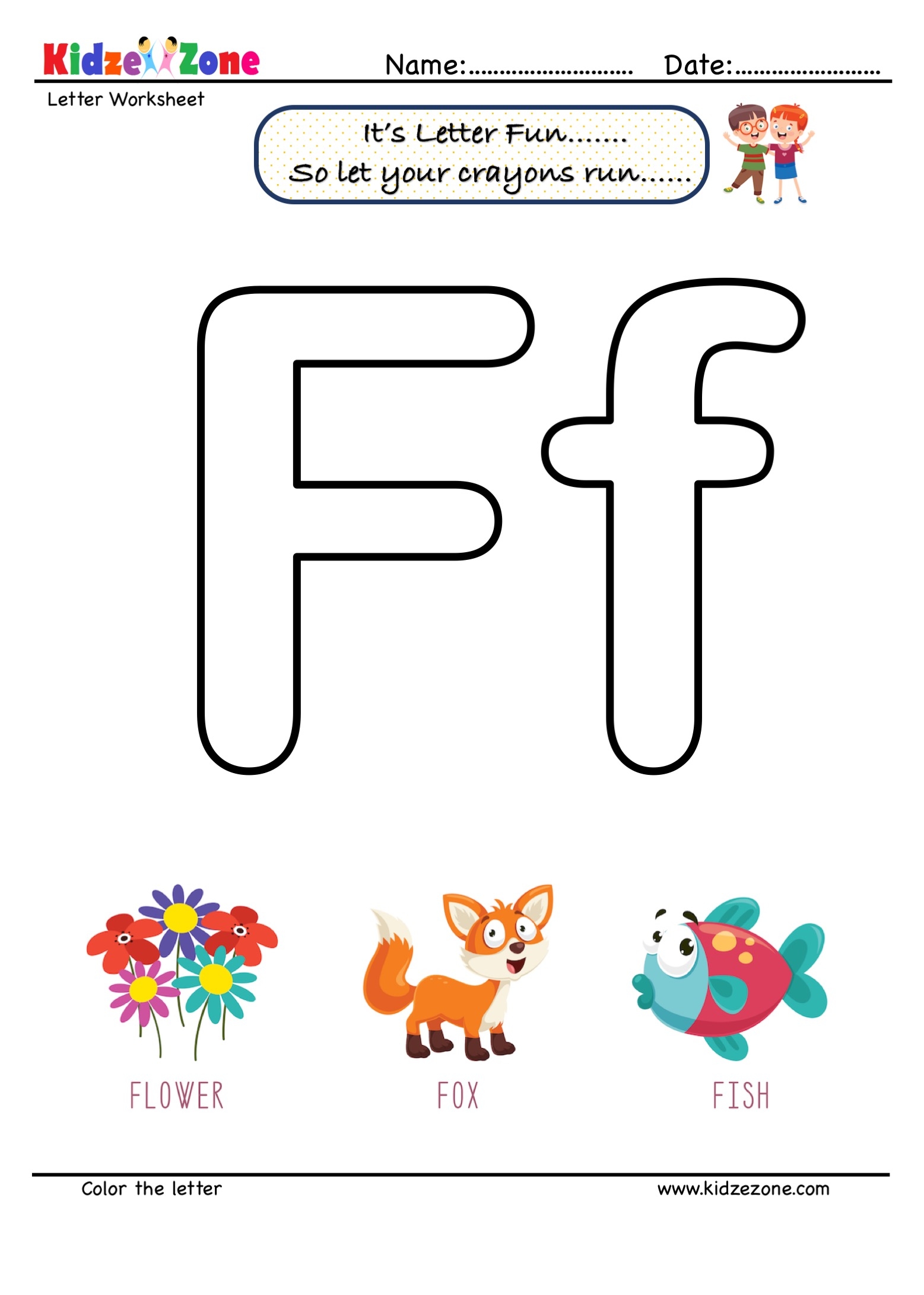 Letter F Coloring Worksheet KidzeZone Worksheets Library