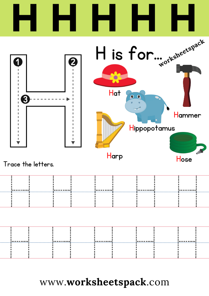 letter h worksheets for preschool