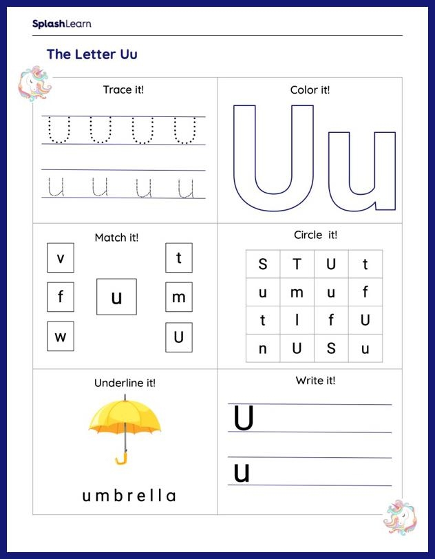 Letter U Worksheets Free Printable SplashLearn