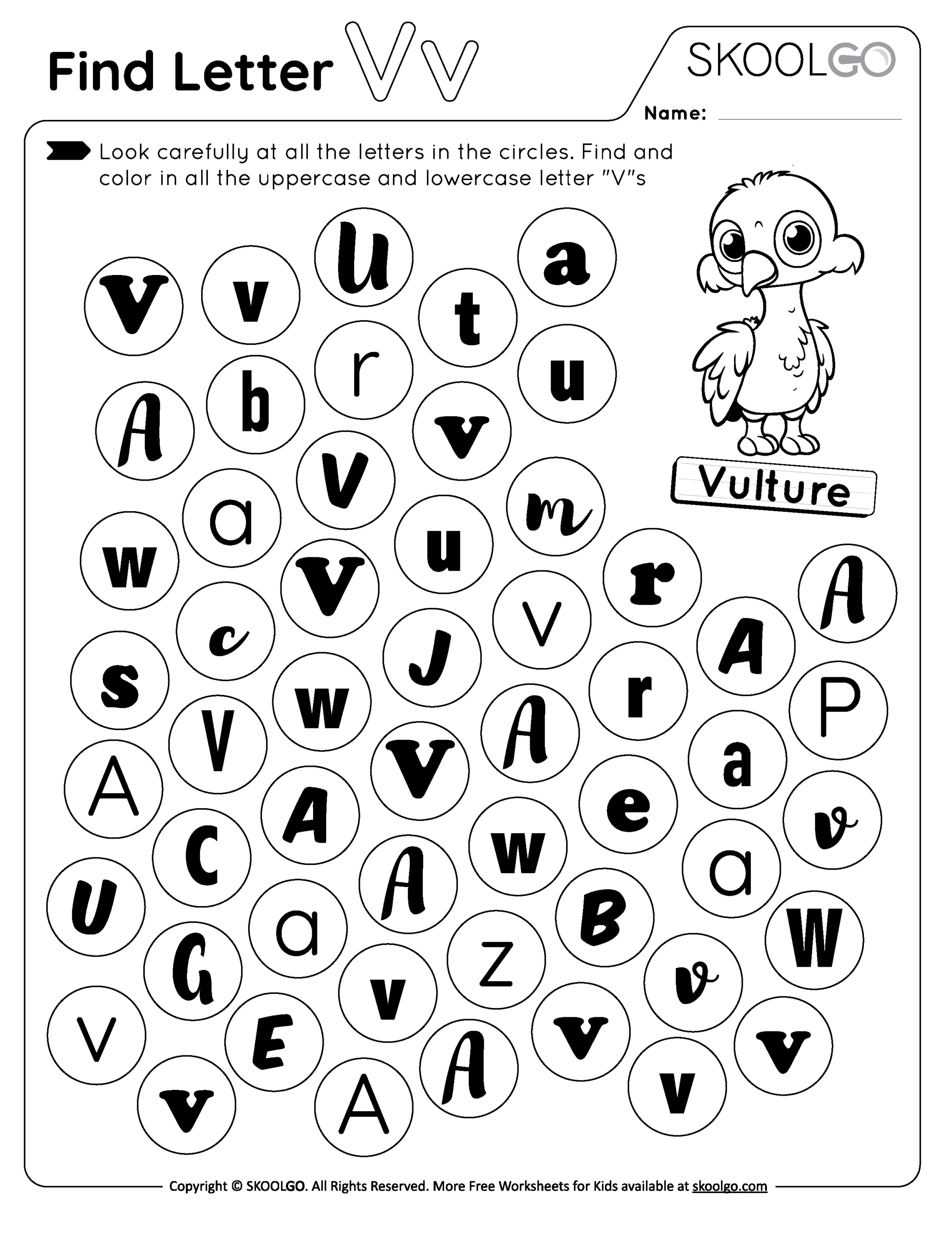 Letter V Worksheets