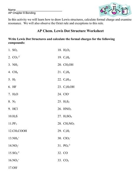 Lewis Dot Structure Practice Worksheet