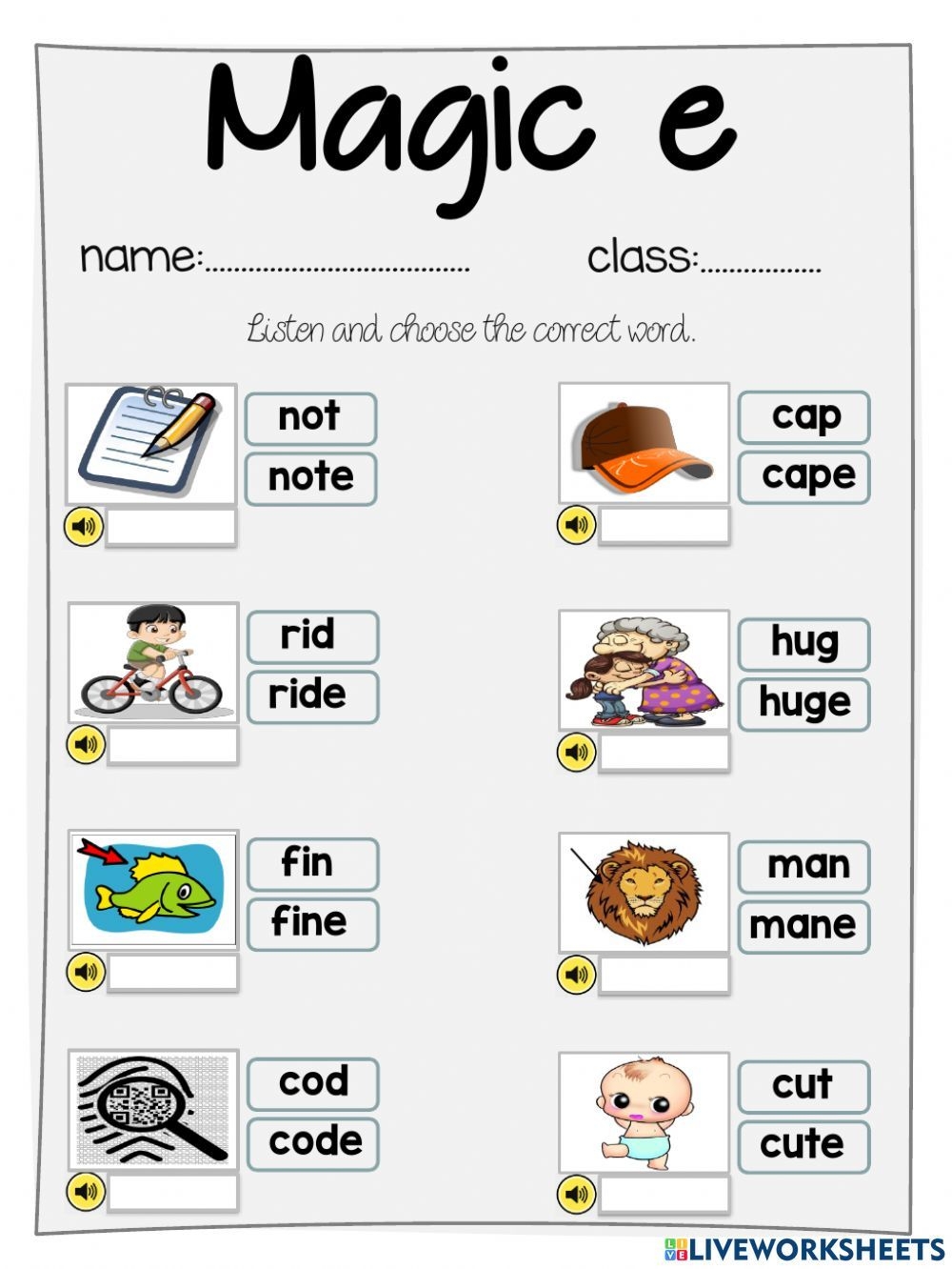 Magic E Words Worksheets Printable Calendars AT A GLANCE